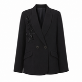 Trelise Cooper “Power Play” Embroidered Double-Breasted Blazer