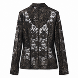 WORLD Archival Metallic Floral Lace Blazer – Black & Gold/Bronze