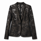 WORLD Archival Metallic Floral Lace Blazer – Black & Gold/Bronze