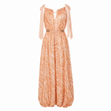 Zimmermann Pleated Sleeveless Jumpsuit – Apricot Tiger Print