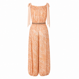 Zimmermann Pleated Sleeveless Jumpsuit – Apricot Tiger Print
