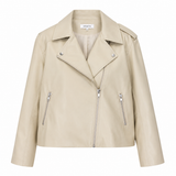 Superette Cream Faux Leather Biker Jacket