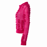 Aje "Mimosa" Open-Knit Pom-Pom Sweater