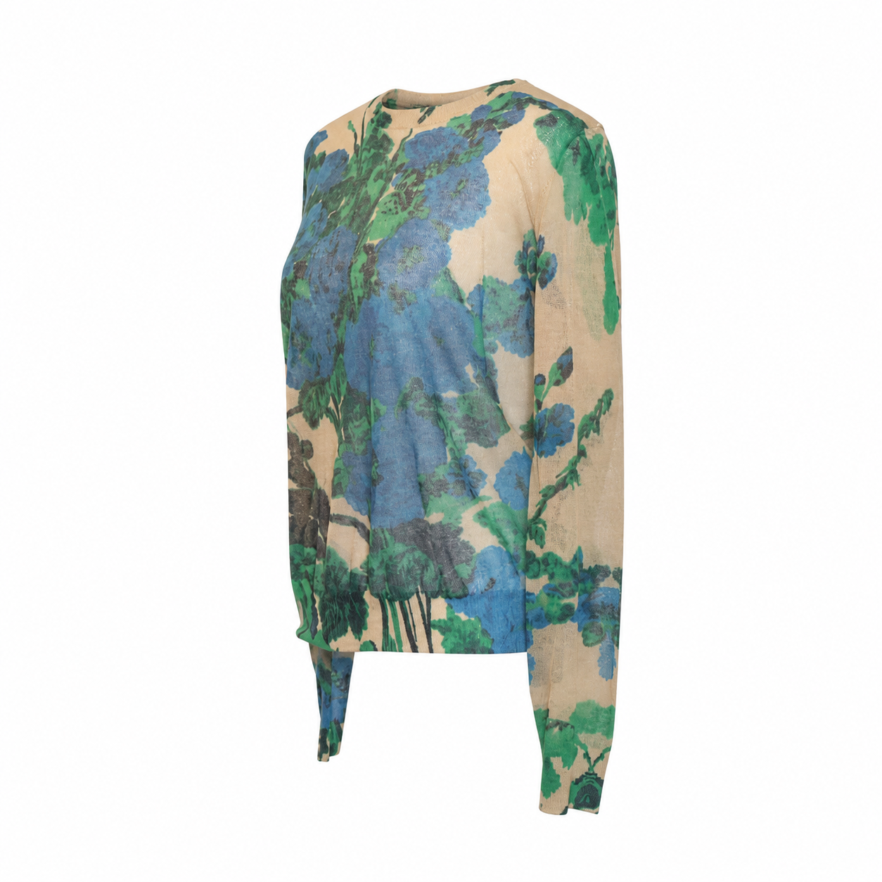 Dries Van Noten Painterly Print Fine Knit Sweater