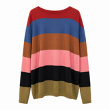 Kate Sylvester “Kaleidoscope” Multi-Stripe Fine Knit Sweater