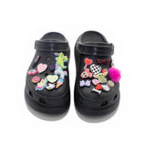Crocs Black Platform Clogs with Jibbitz Charms