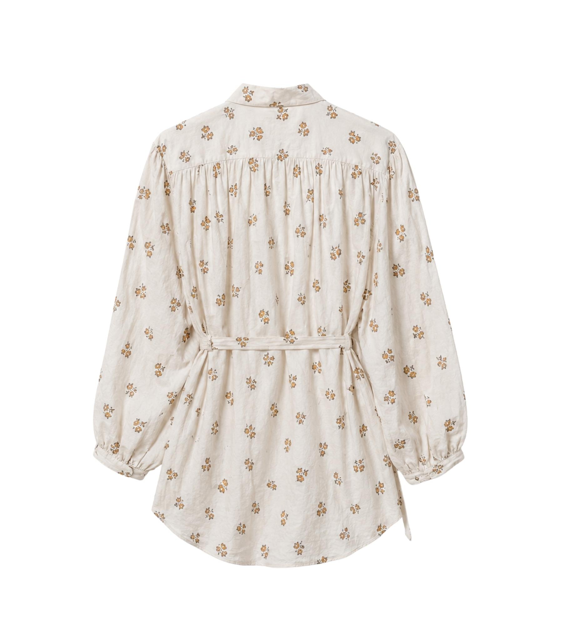Dôen Floral Puff-Sleeve Tie-Waist Blouse