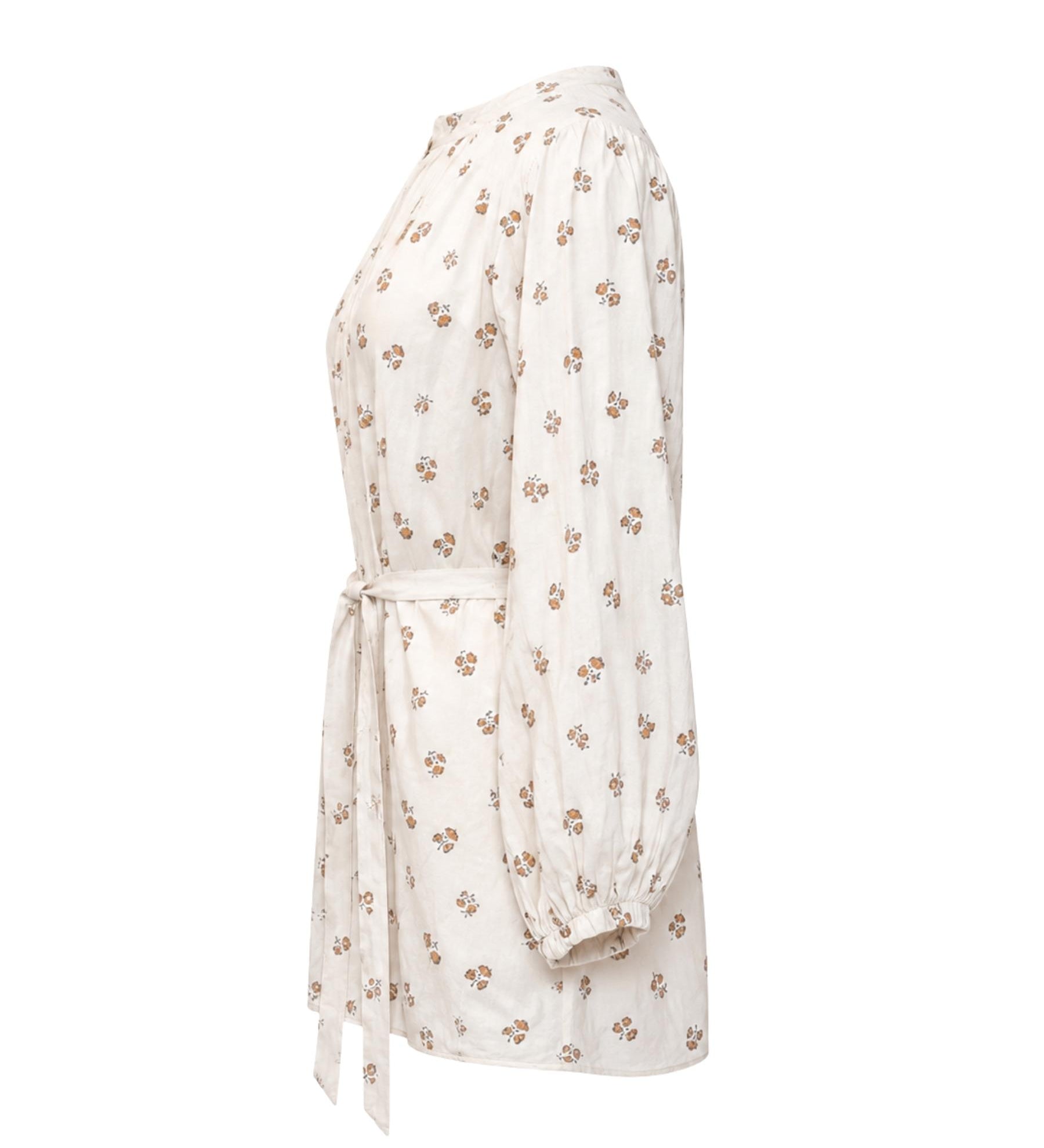 Dôen Floral Puff-Sleeve Tie-Waist Blouse