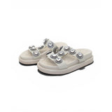 Kurt Geiger Cream Embellished Slide Sandals
