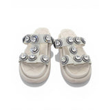 Kurt Geiger Cream Embellished Slide Sandals