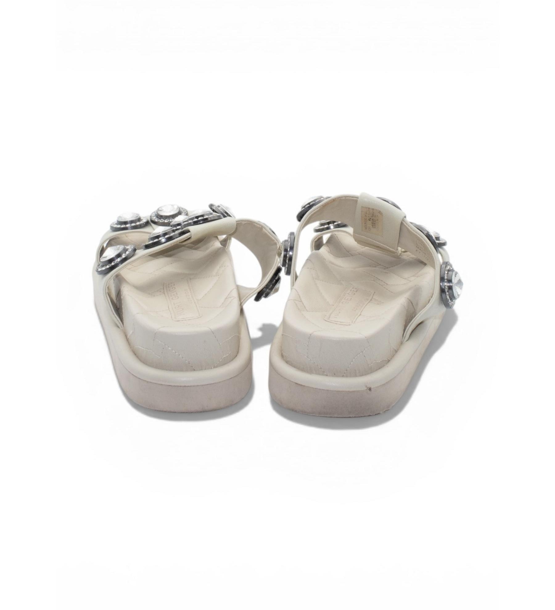 Kurt Geiger Cream Embellished Slide Sandals