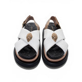 Kurt Geiger White Leather Platform Sandals with Gold Detail