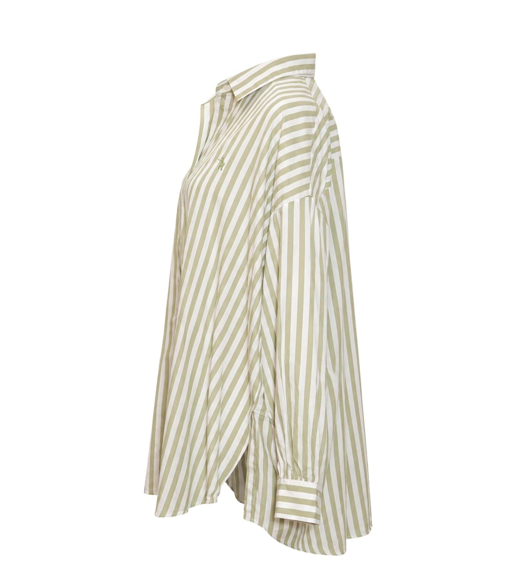 Karen Walker Oversized Stripe Shirt – Olive & White