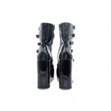 Black Patent Buckle Platform Boots