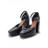 Mi Piaci Croc-Embossed Platform Heels