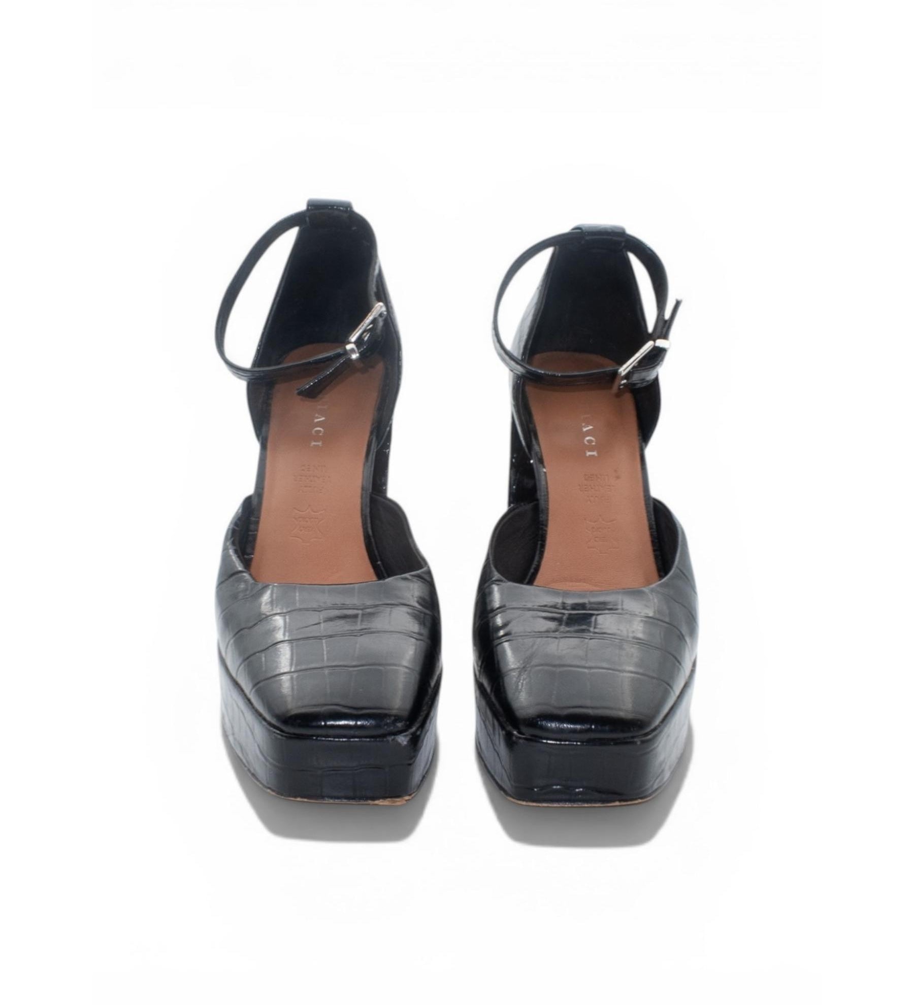 Mi Piaci Croc-Embossed Platform Heels