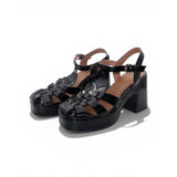 Mi Piaci Black Patent Platform Sandals