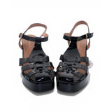 Mi Piaci Black Patent Platform Sandals