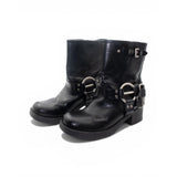 Novo Black Biker Boots with Hardware Detail