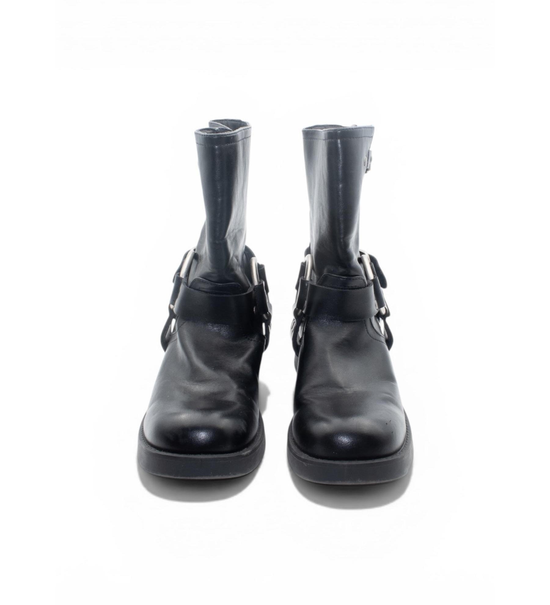 Novo Black Biker Boots with Hardware Detail