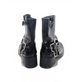 Novo Black Biker Boots with Hardware Detail