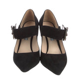 Prada Suede Crystal Embellishments Pumps