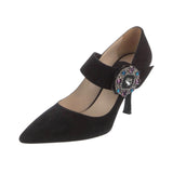 Prada Suede Crystal Embellishments Pumps