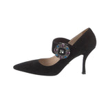 Prada Suede Crystal Embellishments Pumps