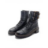 See by Chloé Black Lace-Up Buckle Boots