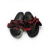 Simone Rocha Ruffled Floral Jacquard Slides – Black/Red