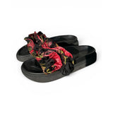 Simone Rocha Ruffled Floral Jacquard Slides – Black/Red