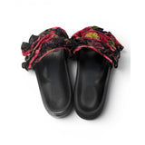 Simone Rocha Ruffled Floral Jacquard Slides – Black/Red