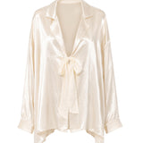 VRG GRL Satin Tie-Front Top