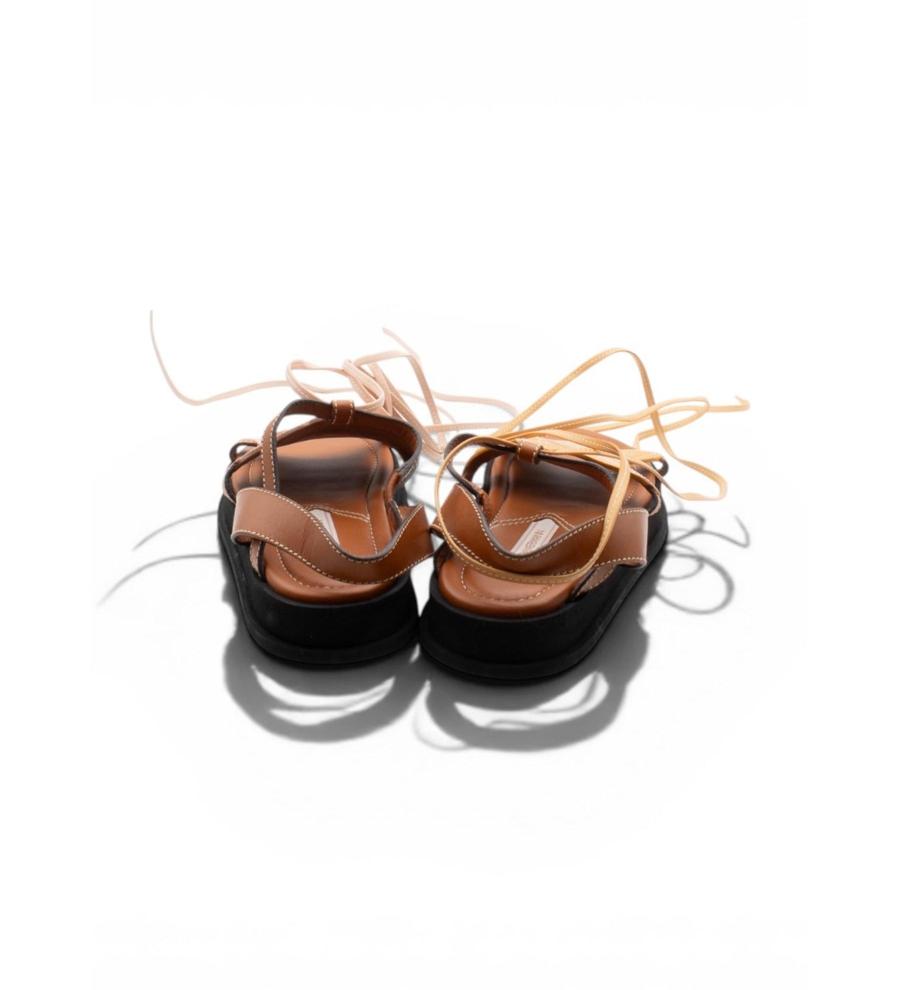 Zimmermann Leather Tie Sandals with Shell Detail
