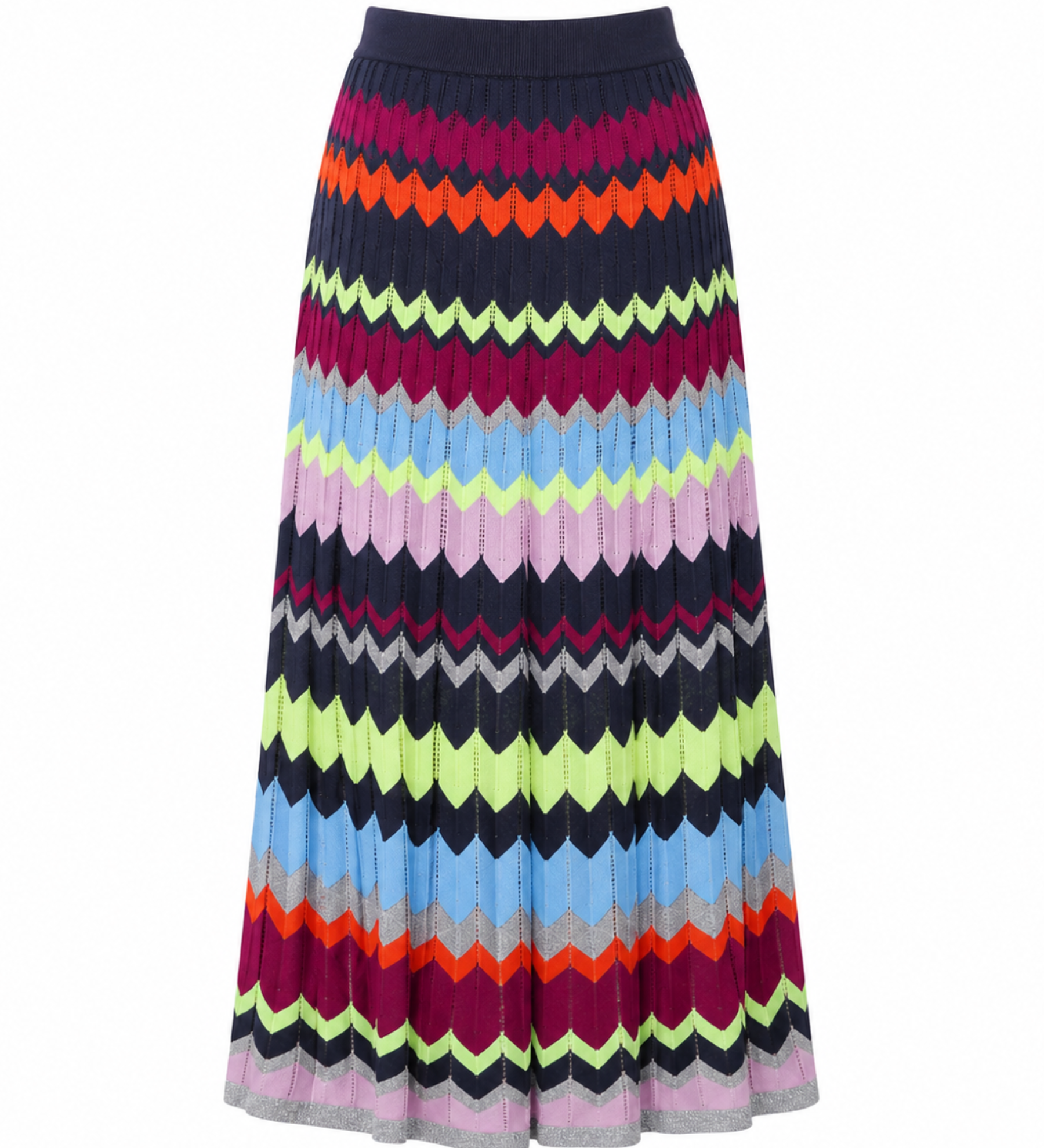 Colorful striped skirt on a white background