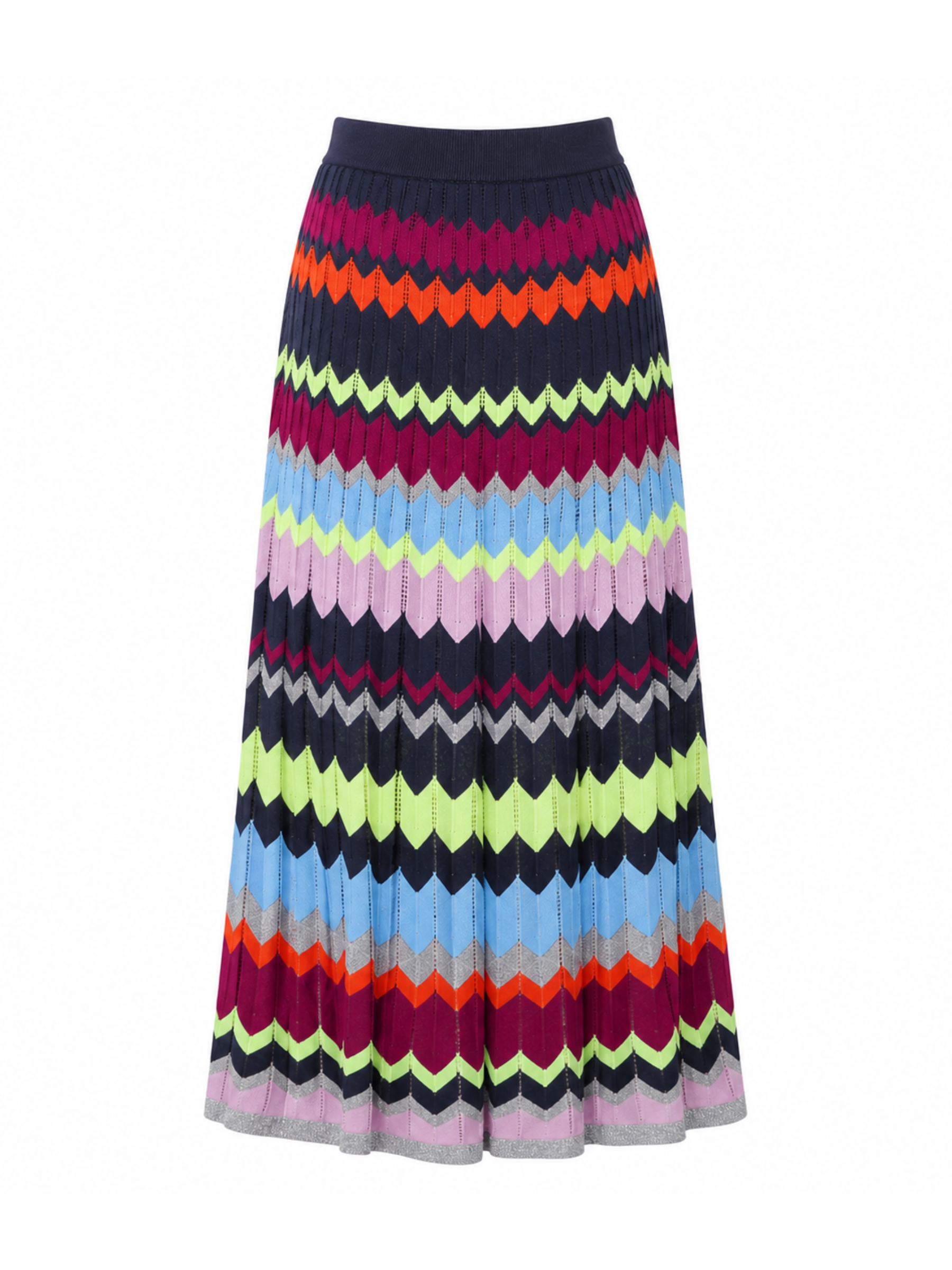 Colorful striped skirt on a white background