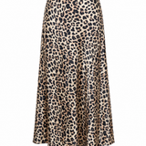 Zara Leopard Print Satin Midi Skirt