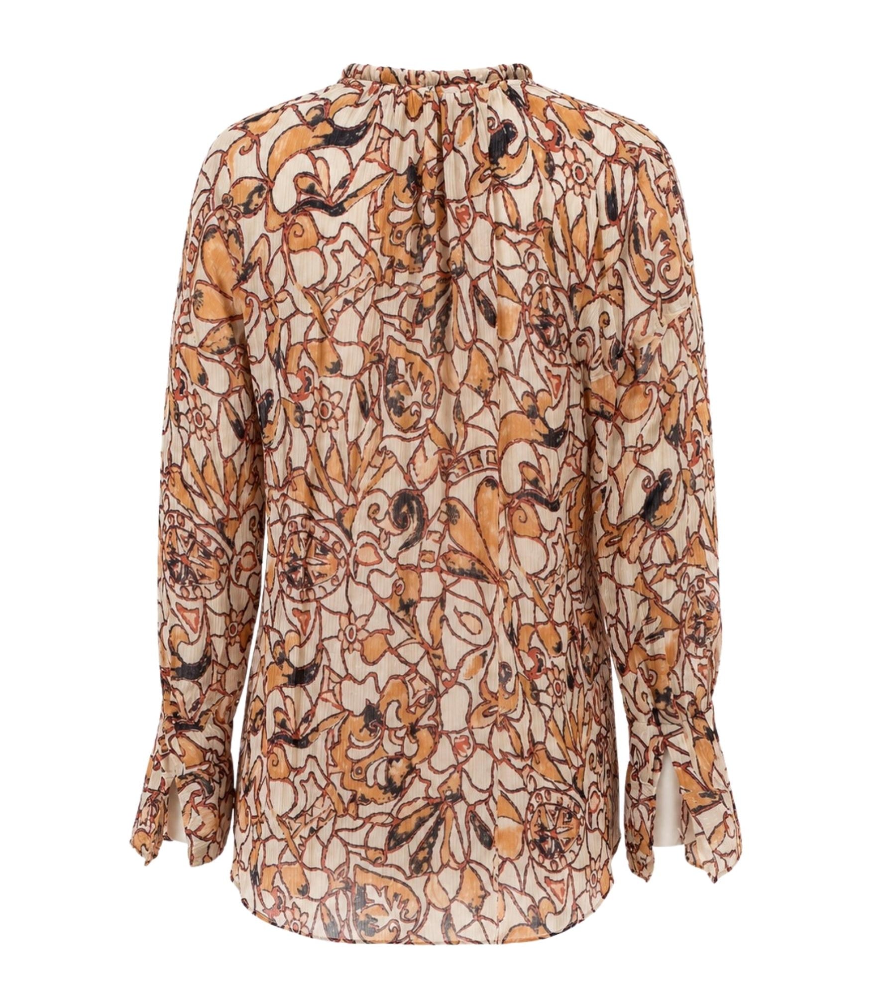 Floral patterned blouse on a white background