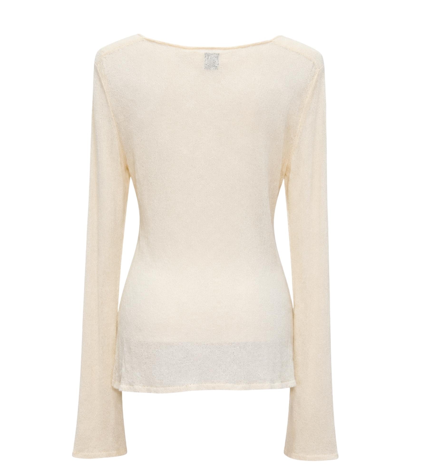 Dissh Cream Tie Front Long Sleeve Top