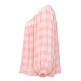 Dôen Jane Pink & White Gingham Blouse