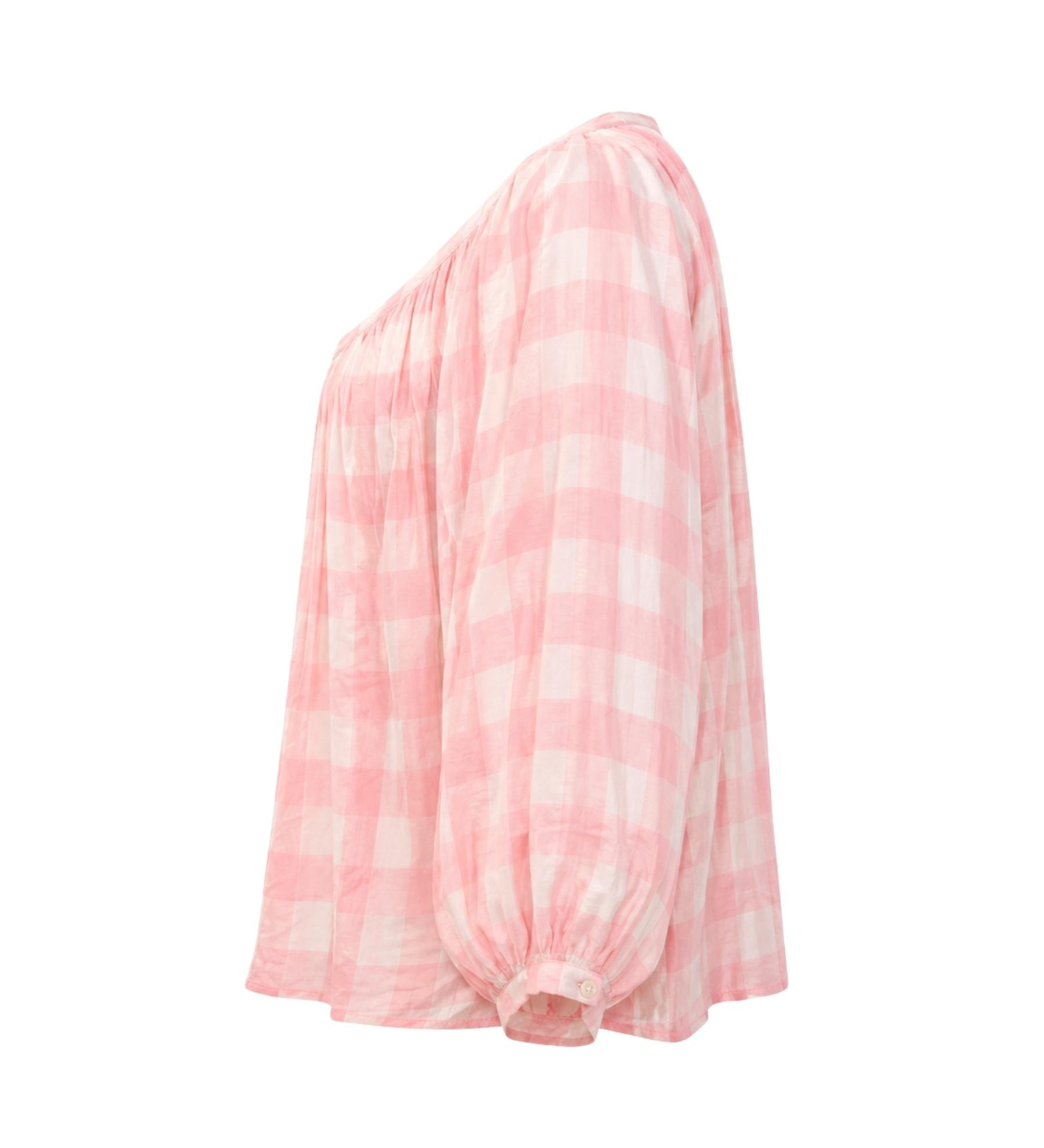 Dôen Jane Pink & White Gingham Blouse