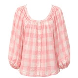 Dôen Jane Pink & White Gingham Blouse