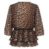 Ganni Leopard Print Ruffle Blouse