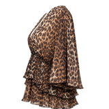 Ganni Leopard Print Ruffle Blouse