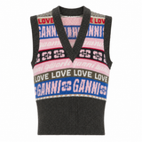 Ganni Graphic Print V-Neck Sweater Vest