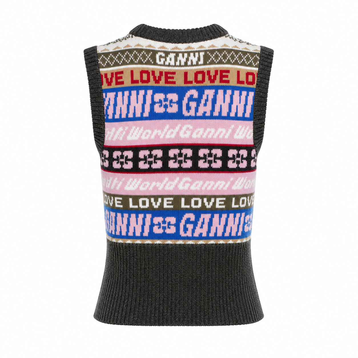 Ganni Graphic Print V-Neck Sweater Vest