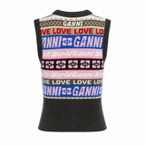 Ganni Graphic Print V-Neck Sweater Vest