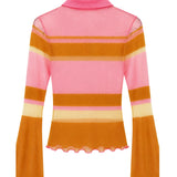 Hansen & Gretel Sheer Stripe Knit Polo Top