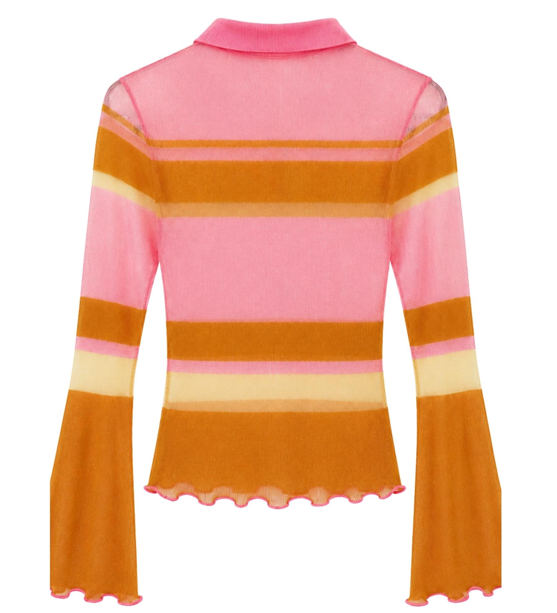 Hansen & Gretel Sheer Stripe Knit Polo Top