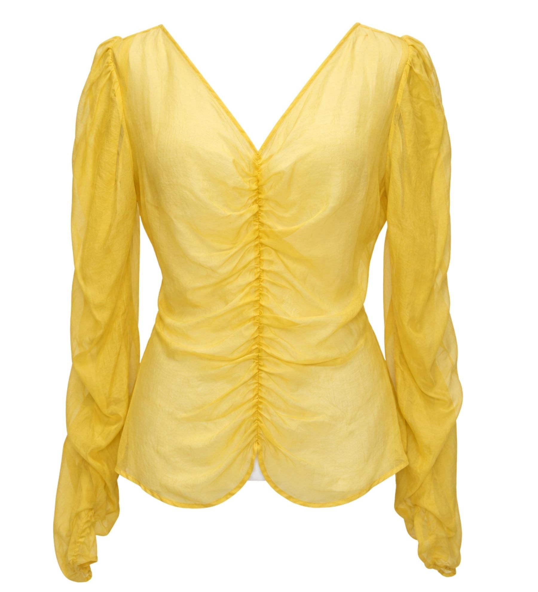 Kate Sylvester Sheer Ruched Blouse